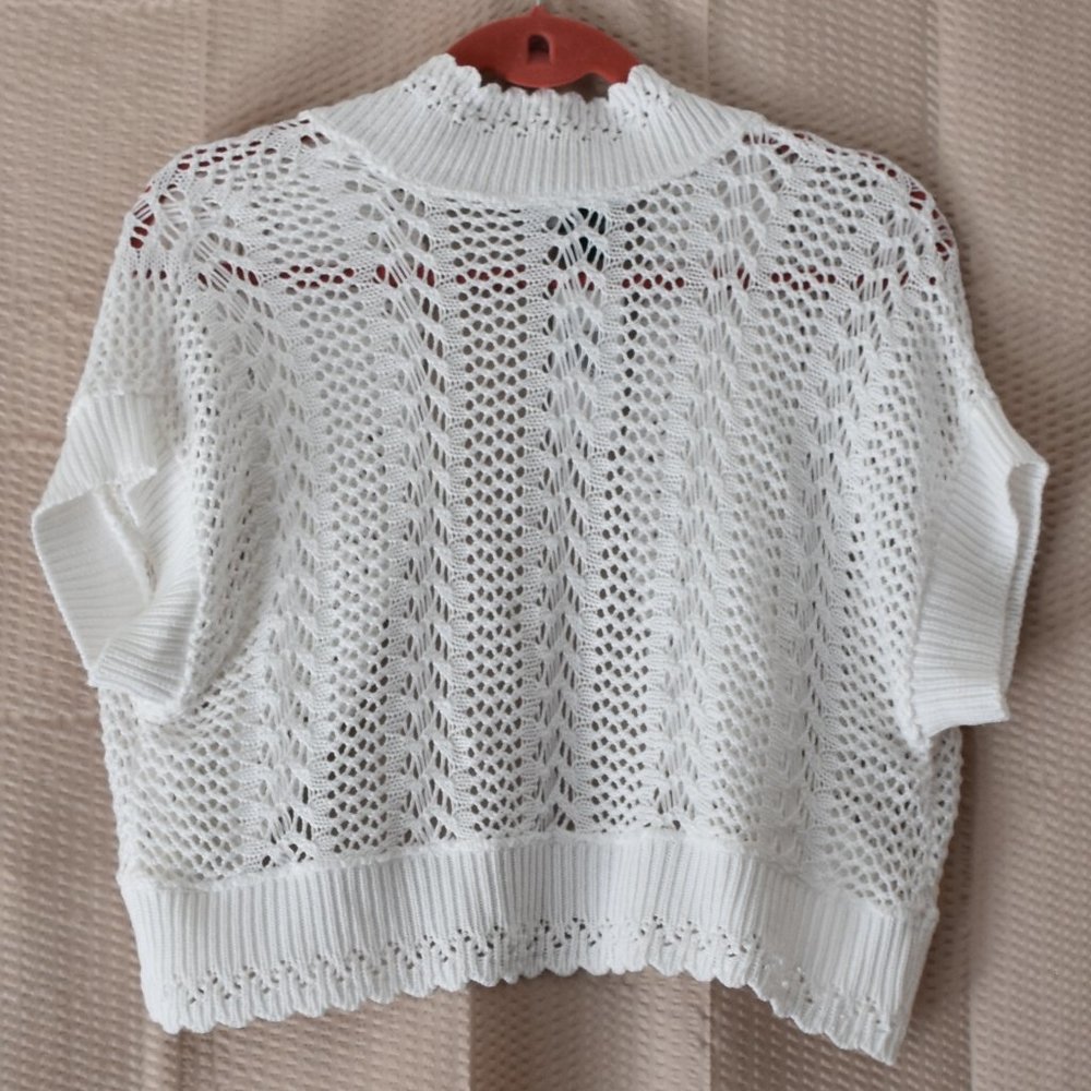 NWT Mary Sophia White Crochet Vest Large - Picture 2 of 10